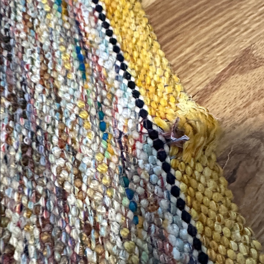 Vintage Multi-Color Woven Yellow Hook Rug Kitchen Throw Decorative set of 2 - Picture 3 of 8